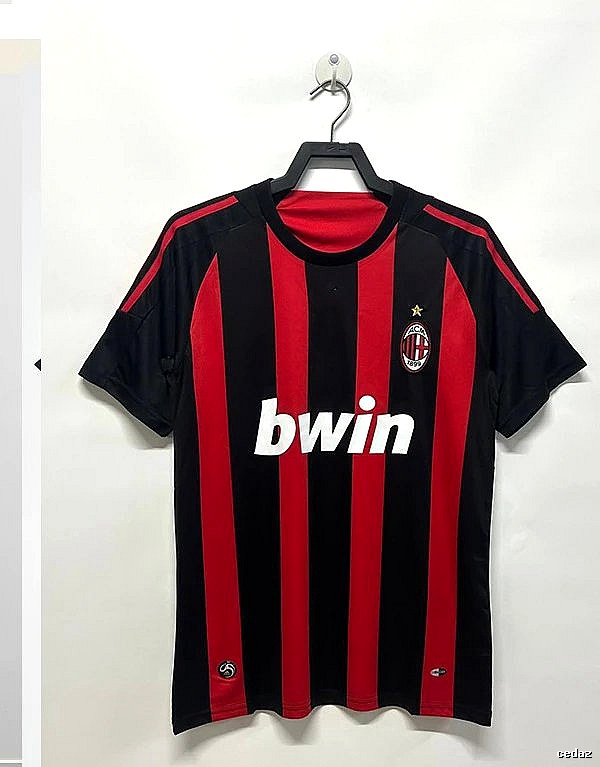 AC Milan Summer Retro soccer jersey Red Black Striped with Bold Graphic