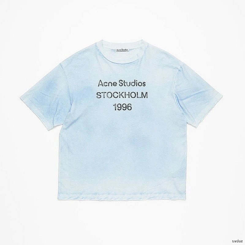 Acne Studios 2090-80 Light Blue Style Ac908046 Stockholm Logo T-Shirt Gift Ready