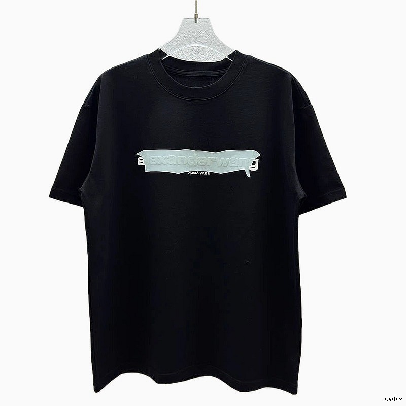 Alexander Wang Foam Logo Street Style Black T-Shirt