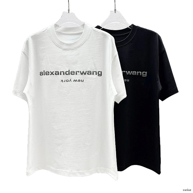 Alexander Wang Letter Print Casual Black and White Short Sleeve T-Shirt