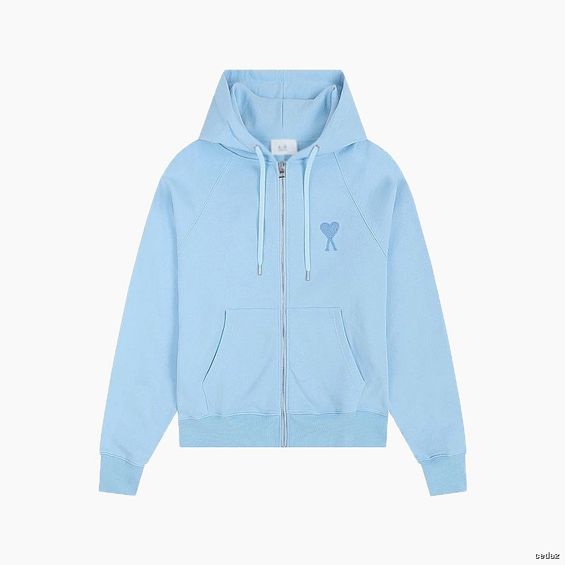 AMI Love Embroidery Light Blue Hoodie