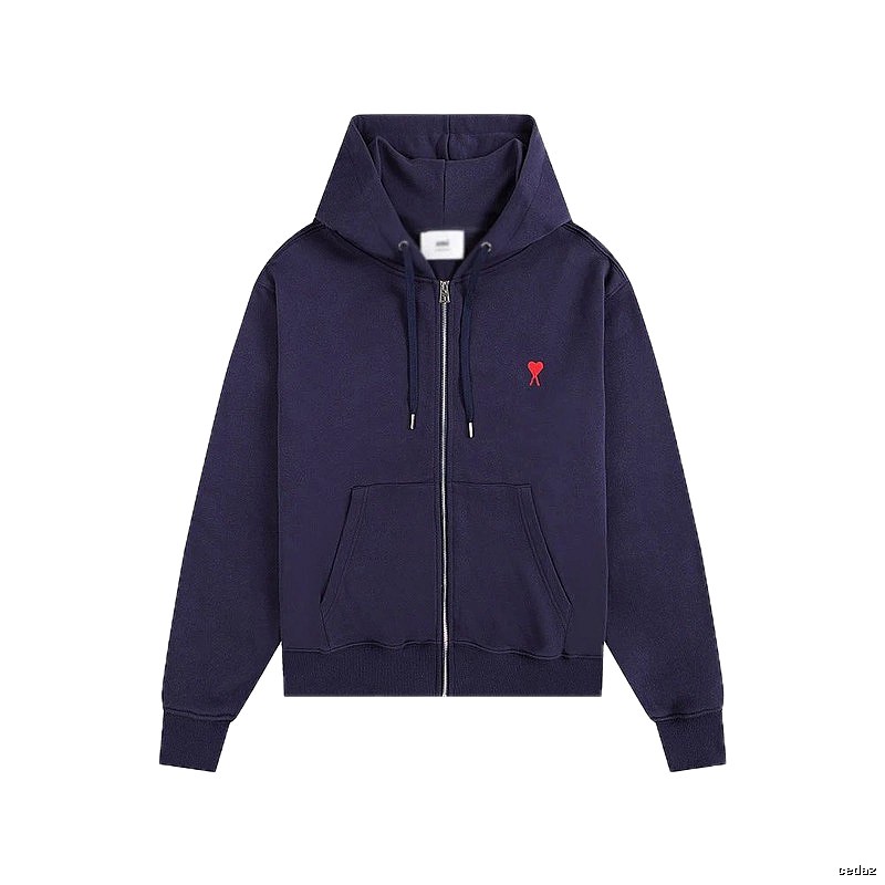 AMI Love Embroidery Style Dark Blue Hoodie