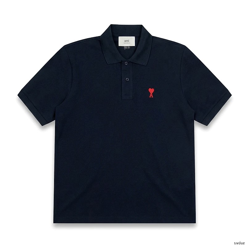 AMI Love Heart Logo Minimalist Style Polo Shirt