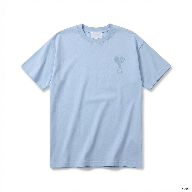 AMI Love Heart Pattern Light Blue T-shirt