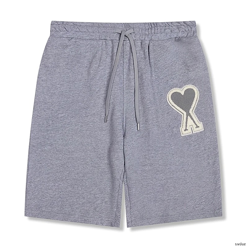 AMI Love Heart Pattern Light Gray Shorts