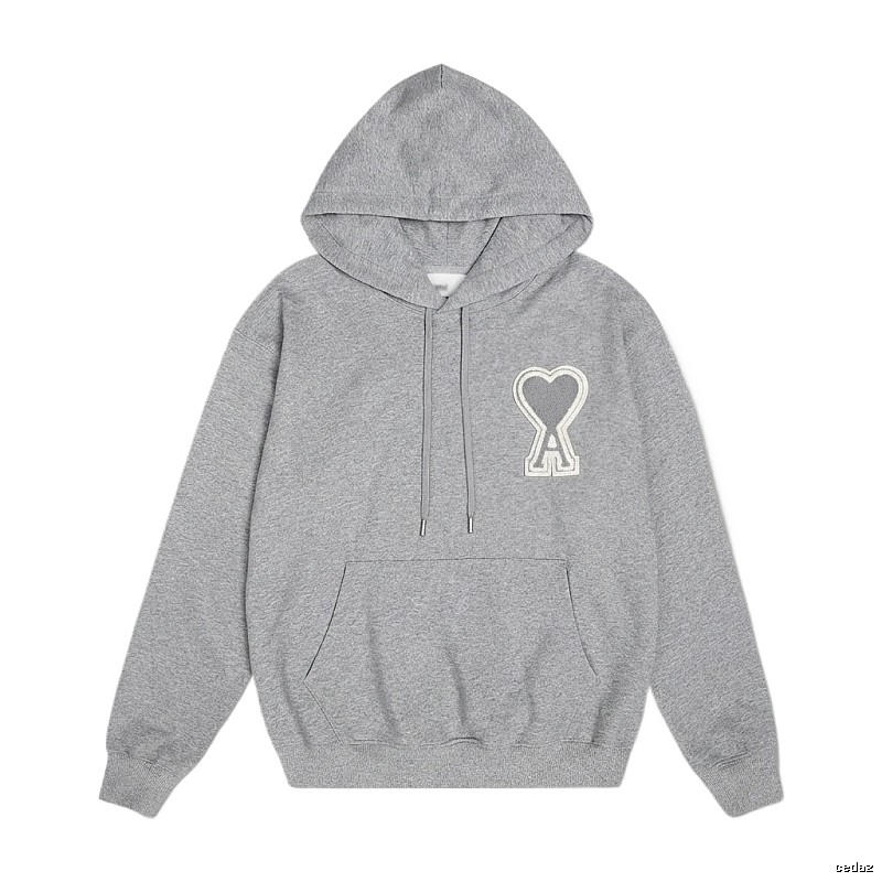 AMI Love Minimalist Style Grey Hoodie