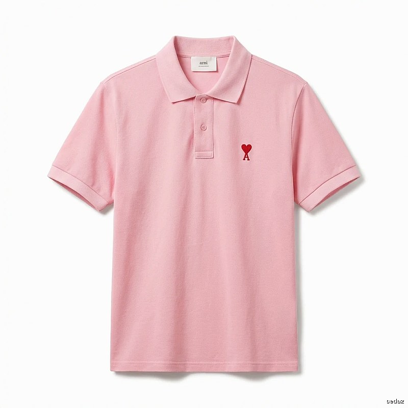 AMI Love Pink Polo Shirt