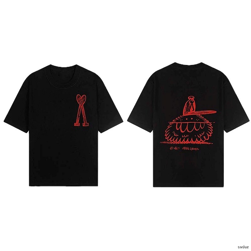 AMI red printed short-sleeve T-shirt
