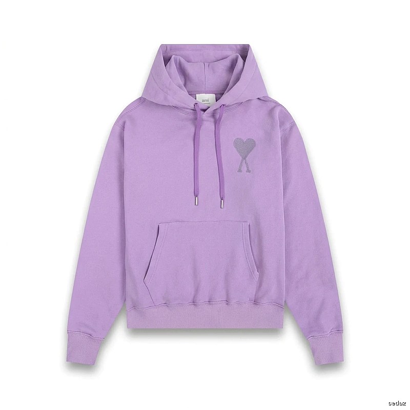 AMI series minimalist style purple hoodie