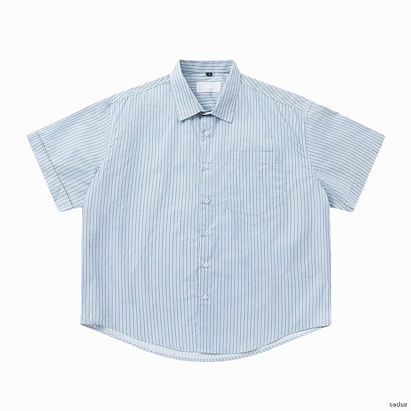 AMI striped minimalist style blue shirt