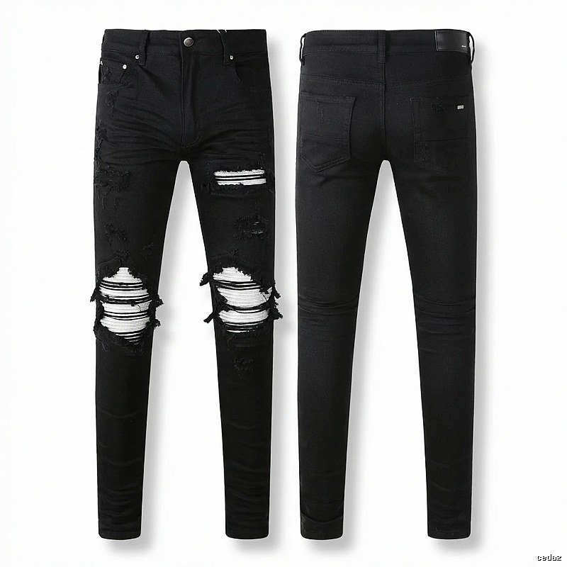AMI trendy brand black jeans with holes