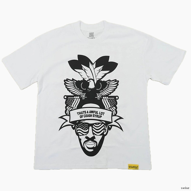 Awful Lot Portrait Print Street Style White T-Shirt