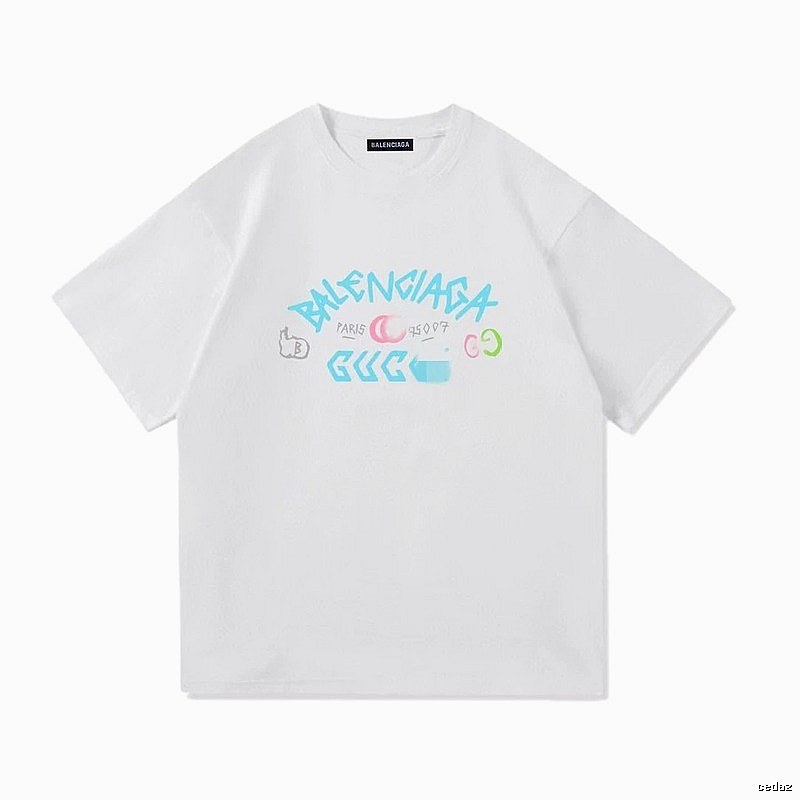 Balenciaga Co-branded Graffiti Street Style White T-Shirt