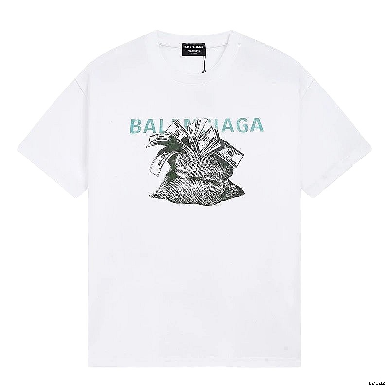 Balenciaga Dollar Bill Print Street Style White T-Shirt