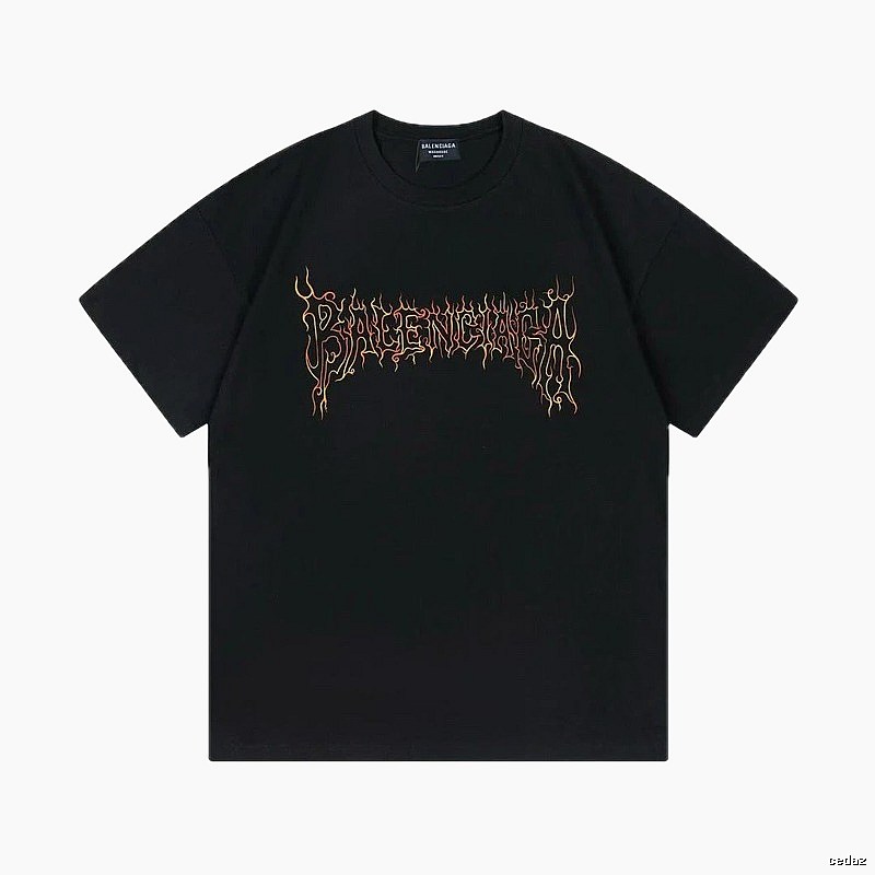 Balenciaga Flame Gothic Style Black T-shirt