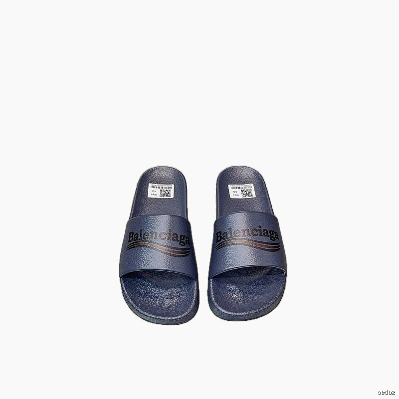Balenciaga Letter Print Casual Style Navy Blue Slides