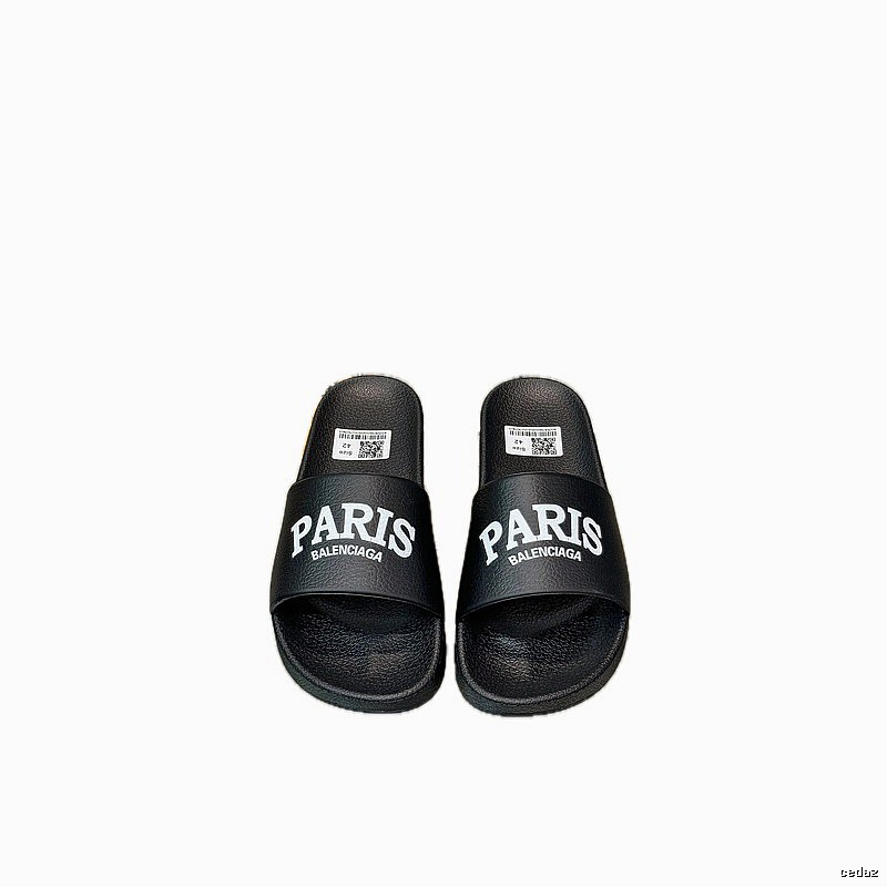 Balenciaga PARIS Print Trendy Black Slippers