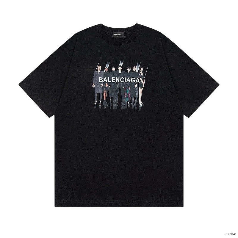 Balenciaga Portrait Print Trendy Black T-Shirt