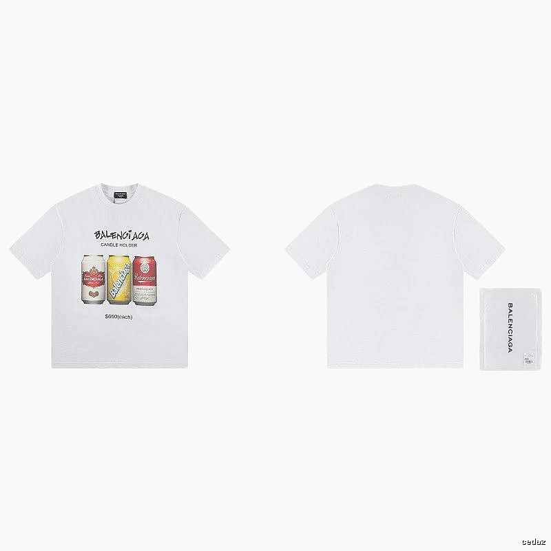 Balenciaga Trendy White T-Shirt with Soda Can Print