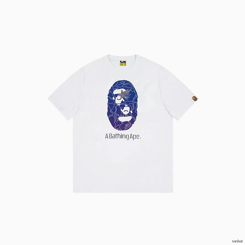 Bape ape face print short-sleeved white T-shirt