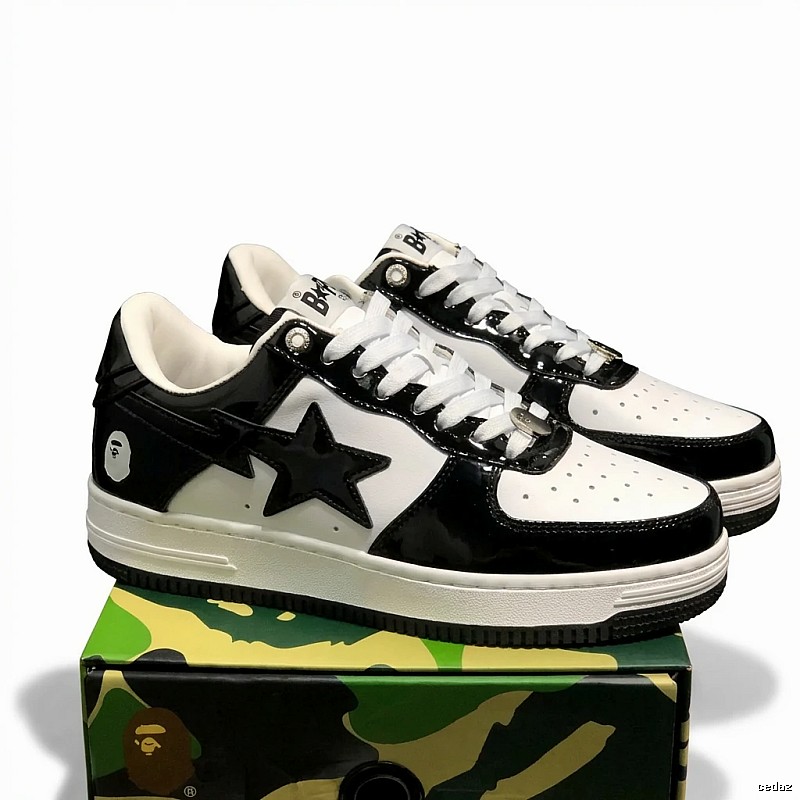 Bape black and white trendy wind board shoes
