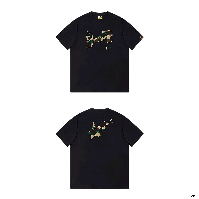 Bape camouflage style black T-shirt