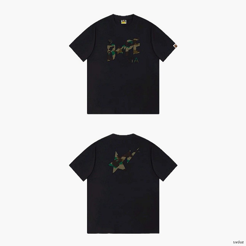 Bape camouflage style black T-shirt