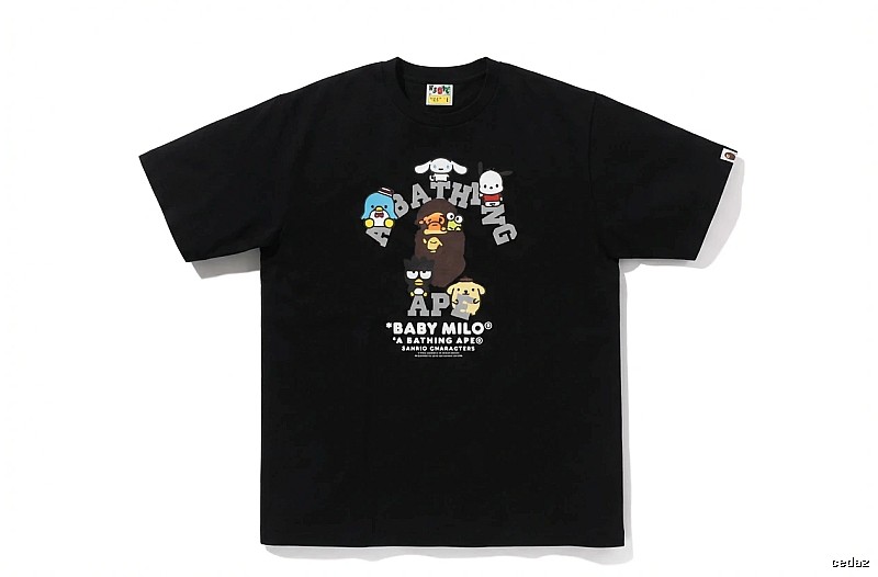 Bape cartoon print trendy brand black T-shirt