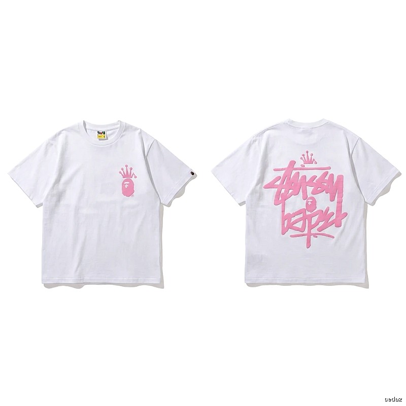 Bape Crown Graffiti Style White T-shirt