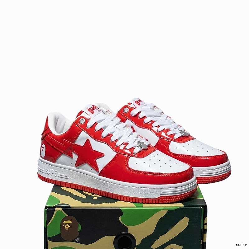 Bape Red and White Trendy Sports Shoes