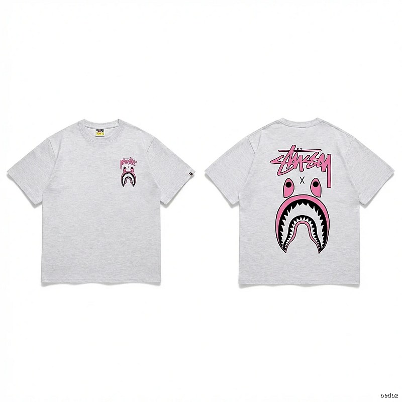 Bape Shark Co-branded Light Grey T-shirt