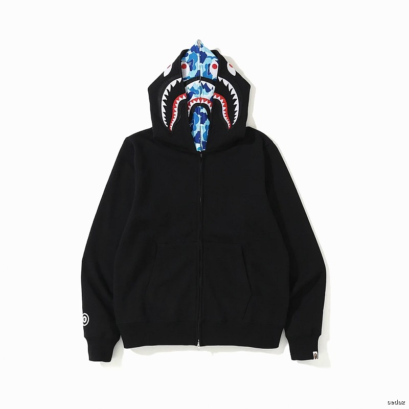 Bape Shark Head Print Black Hoodie