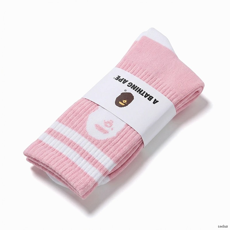 Bape striped cute style pink socks