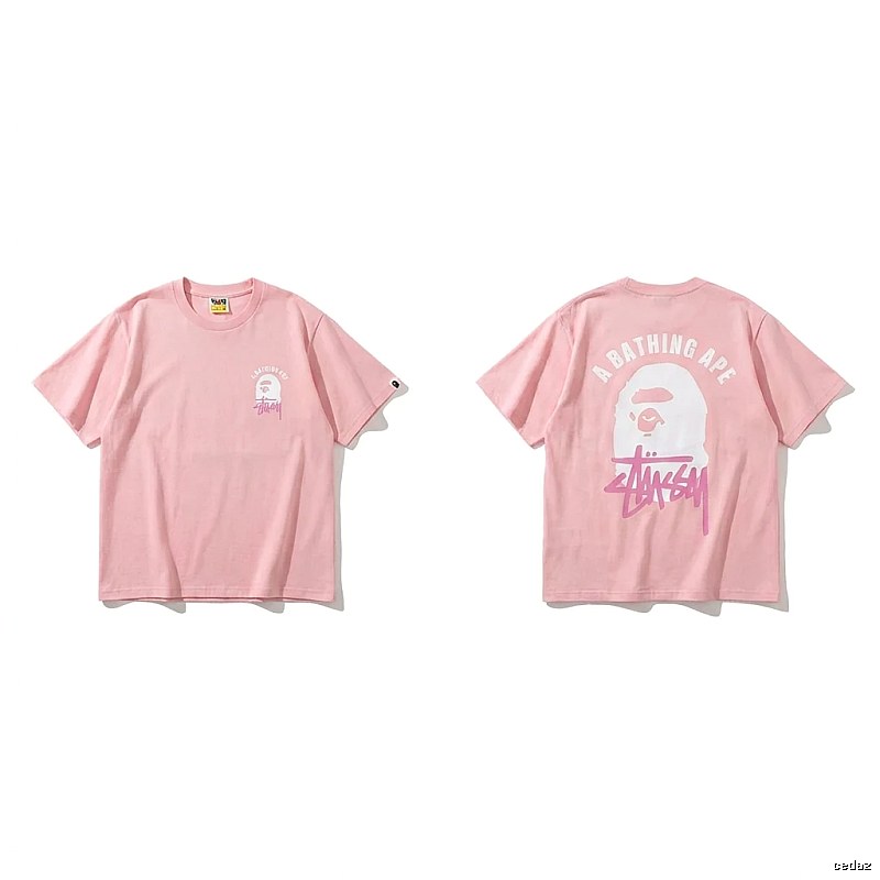 Bape trendy brand pink T-shirt