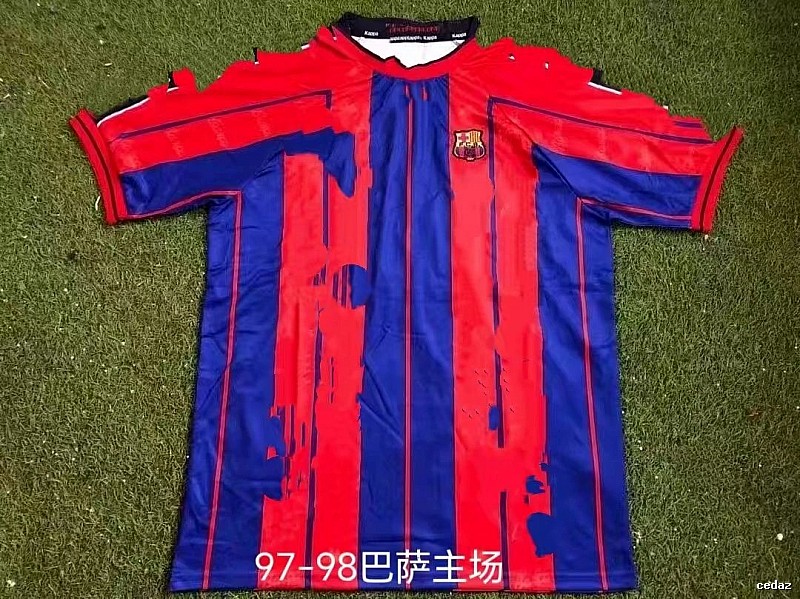 Barcelona Monogram Retro soccer jersey Blue Red Barcelona for Casual Outfits