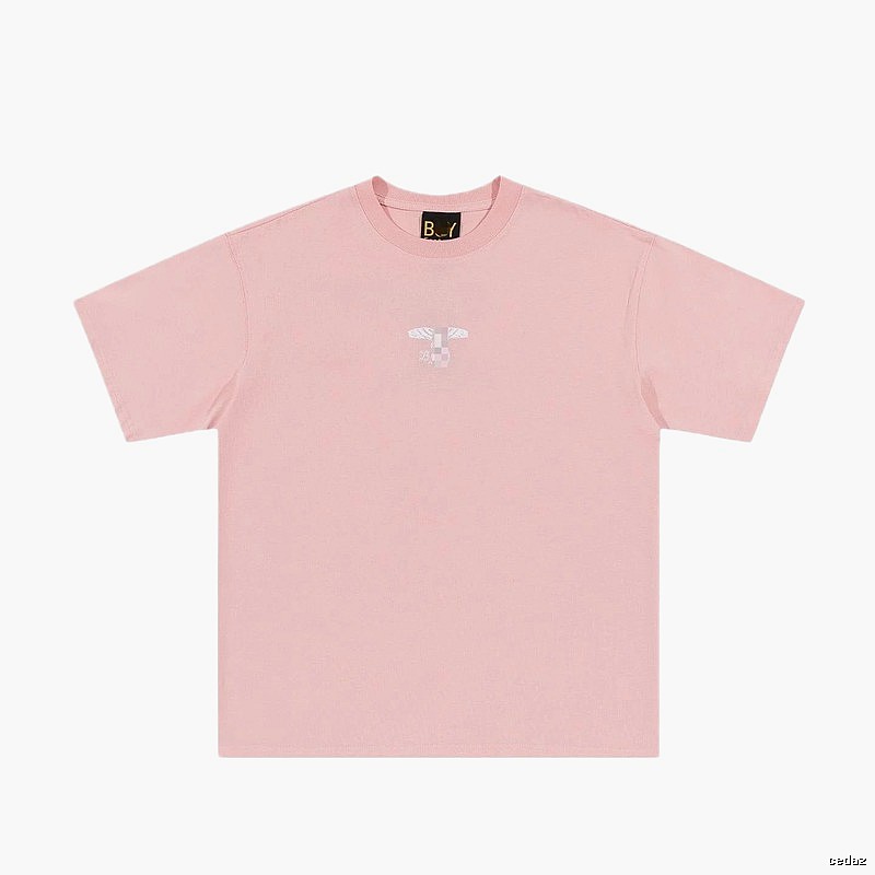 BOY Wing Print Street-style Pink Short Sleeve T-Shirt