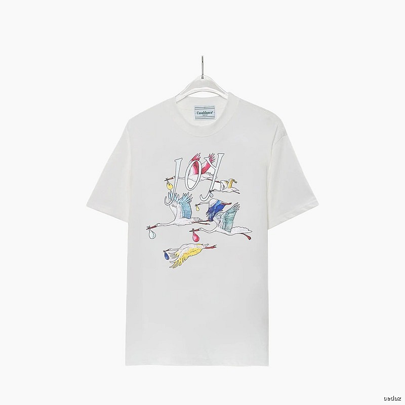 Casablanca Crane Print Wind White T-shirt