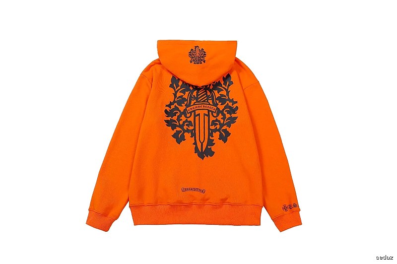 Chrome Hearts 2088-75 Orange Cross Graphic Hoodie Warm Weather