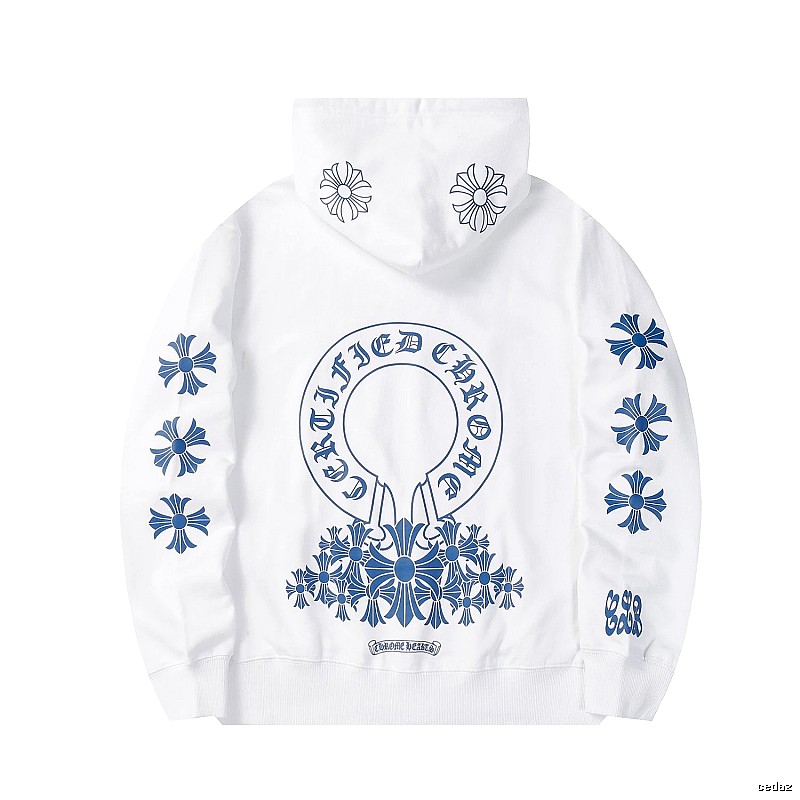 Chrome Hearts 2088-82 White Cross Graphic Hoodie Relaxed Styling