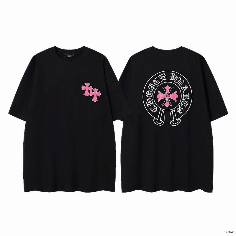 Chrome Hearts Cross Embroidered Street-style Black T-Shirt