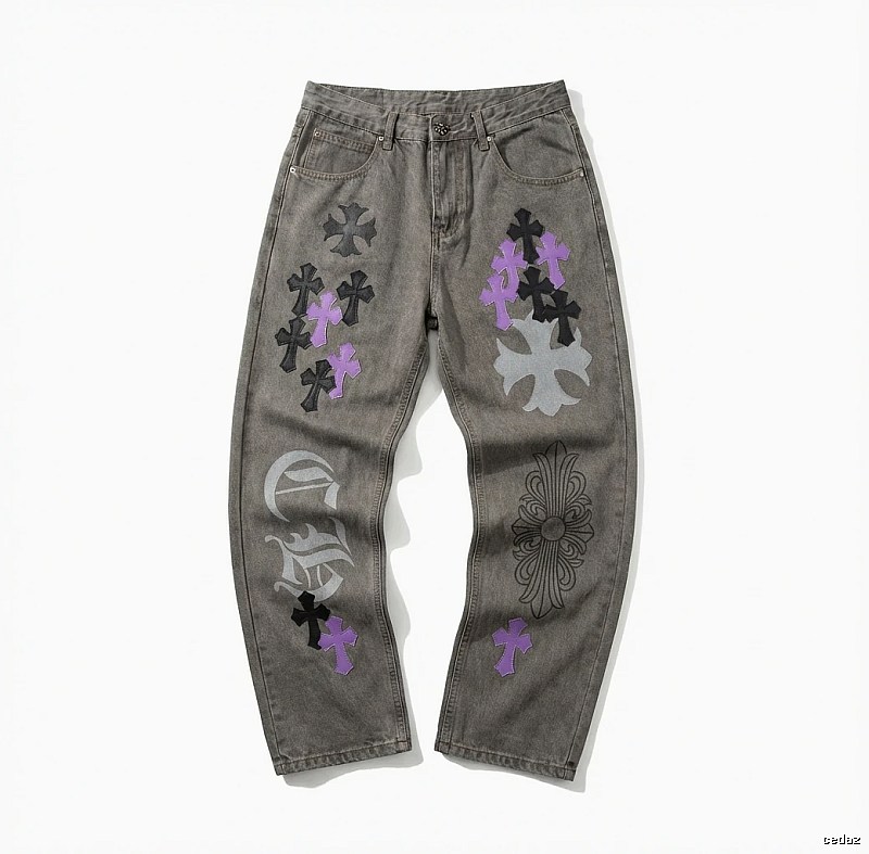 Chrome Hearts Cross Vintage Style Grey Pants