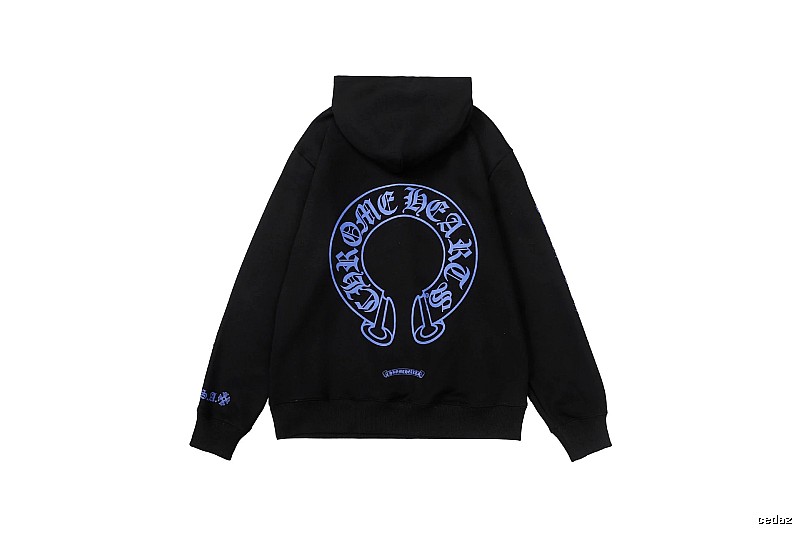 Chrome Hearts Logo Detail Cross graphic hoodie Black Blue Cross with Functional Detail