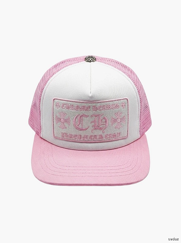 Chrome Hearts Pink and White Patchwork Trendy Hat