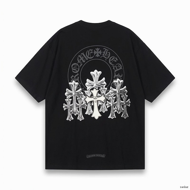 Chrome Hearts Silver Cross Black T - Shirt