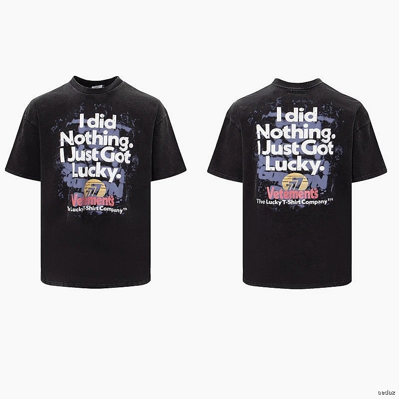 Classic Statement graphic T-shirt Black Colorful Lucky for Daily Styling