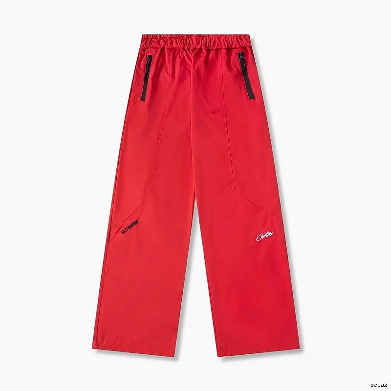Corteiz workwear-style red long trousers