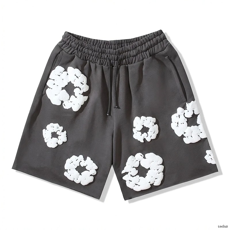 DENIM TEARS Flower Style Black Shorts