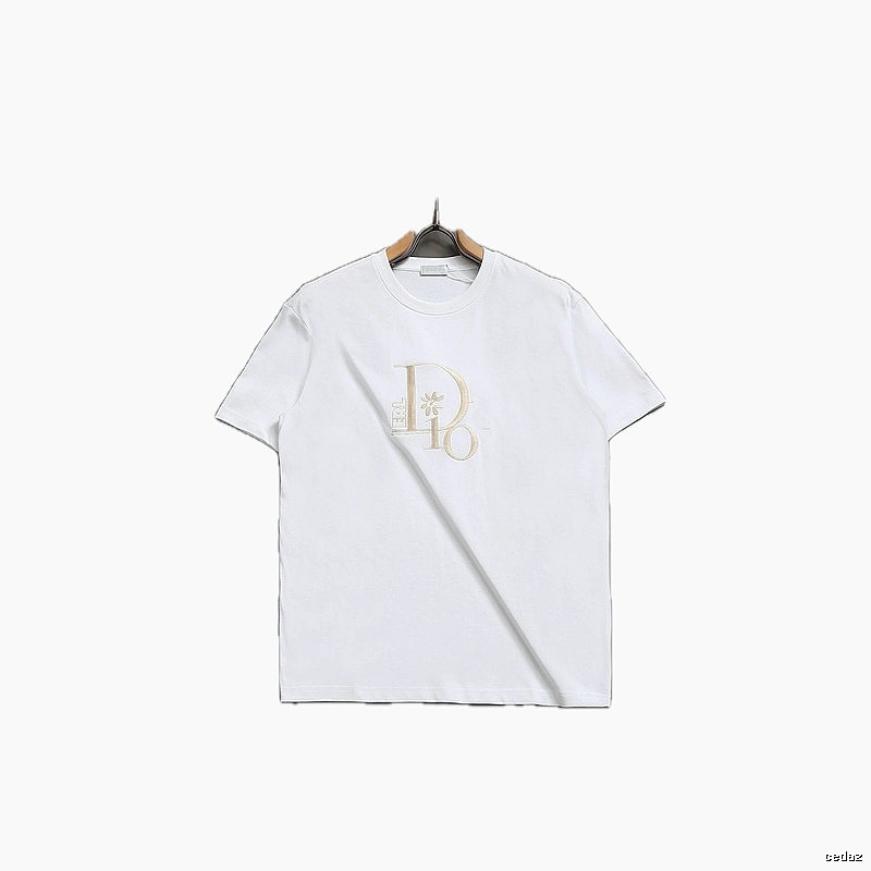 Dior Embroidered Light Luxury Style White T-Shirt