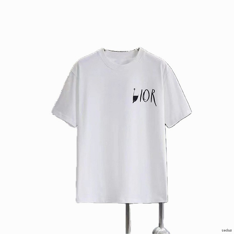 Dior Graffiti Casual Style White Short-sleeve T-shirt