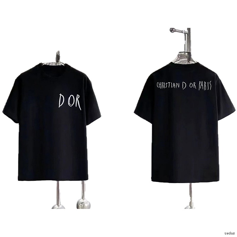 Dior Hand-painted Graffiti Minimalist Style Black T-shirt